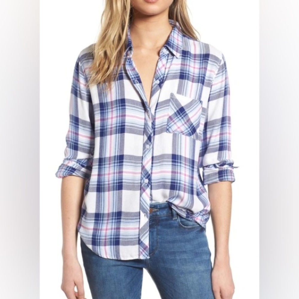 Rails Medium Hunter Plaid Flannel Button Down In … - image 1